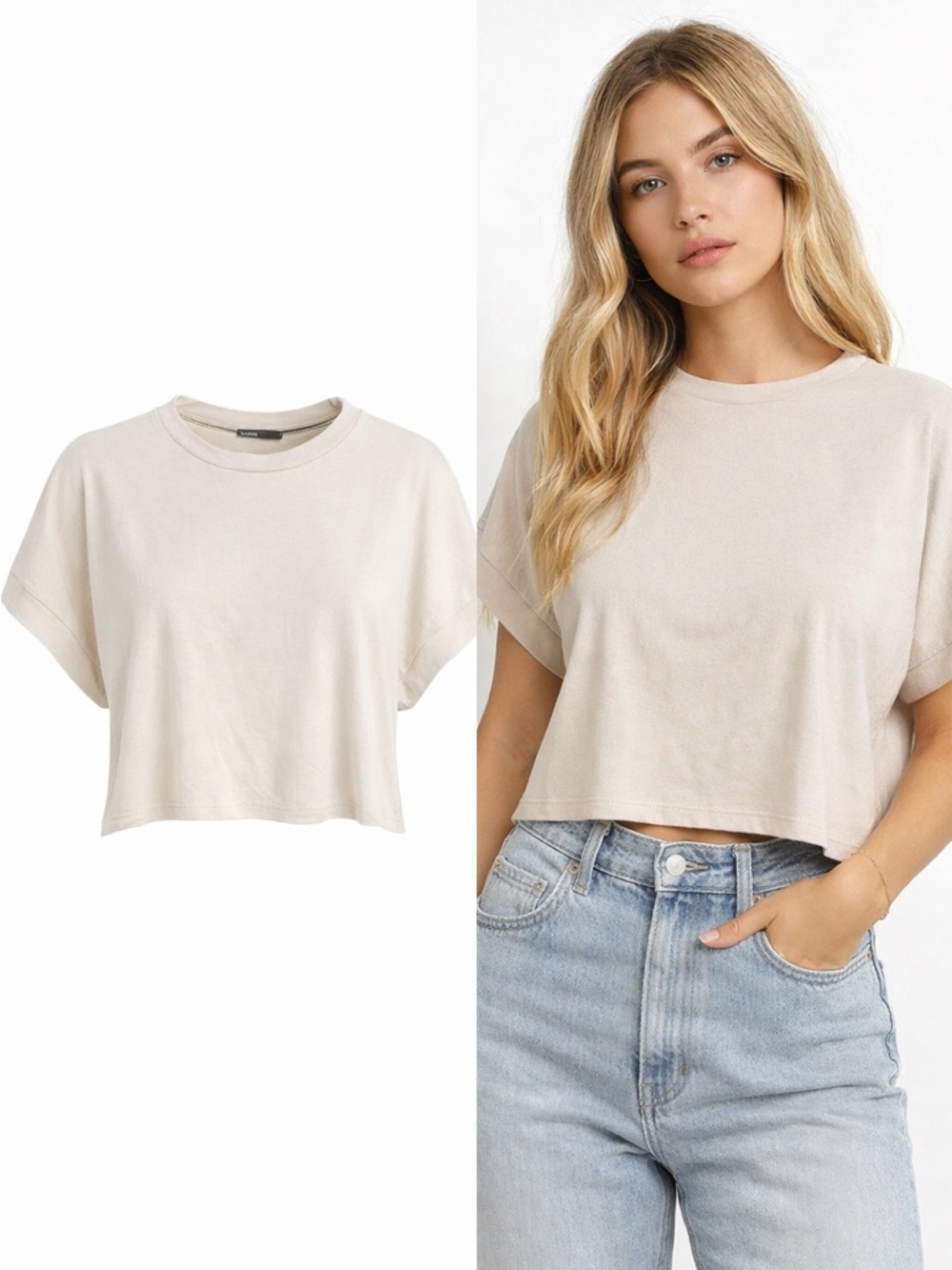 Lulus | Sandstone Modal Crop Tee | Soft Minimalist Basic | Size M